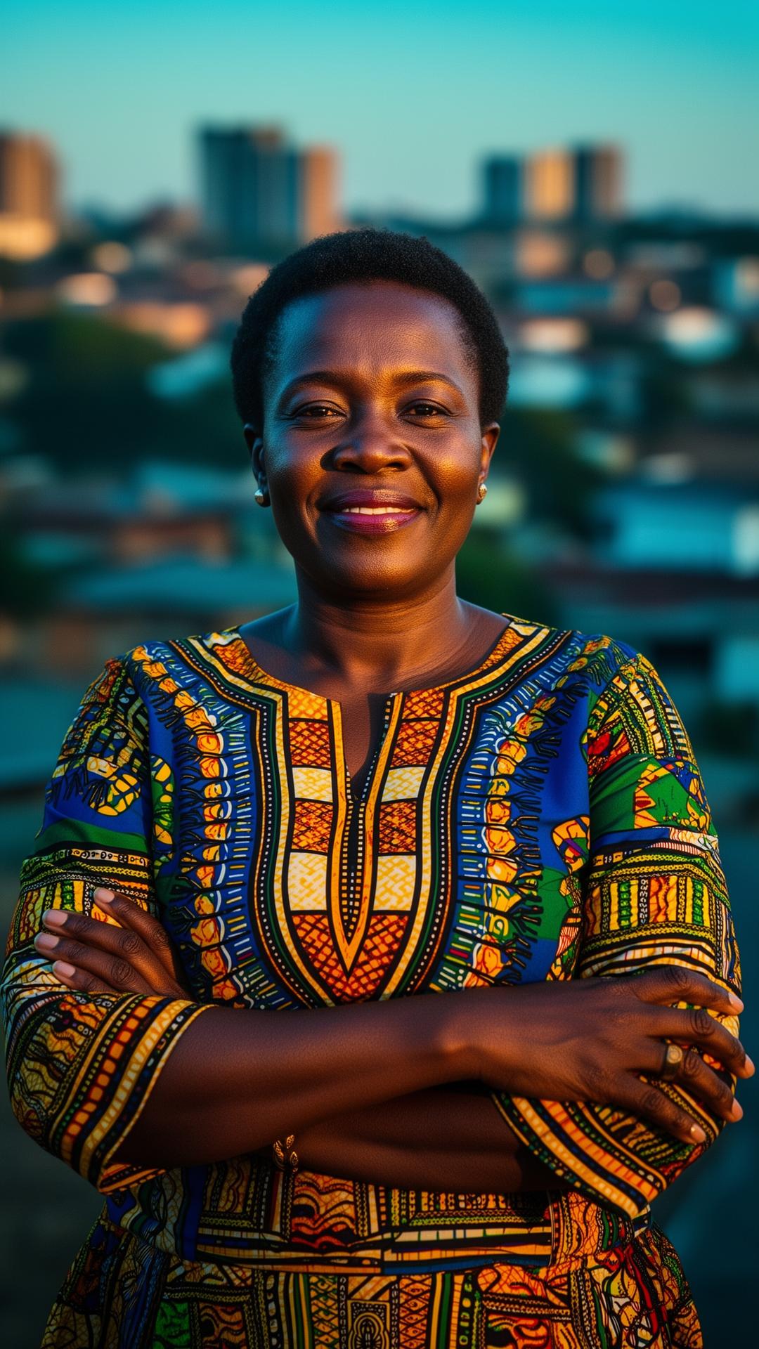 Confident African woman community leader in Zimbabwe